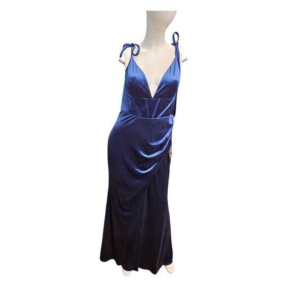Lulus Dresses & Skirts - Lulu's Blue Velvet Maxi Gown Dress Womens Size XL NEW WITH TAGS